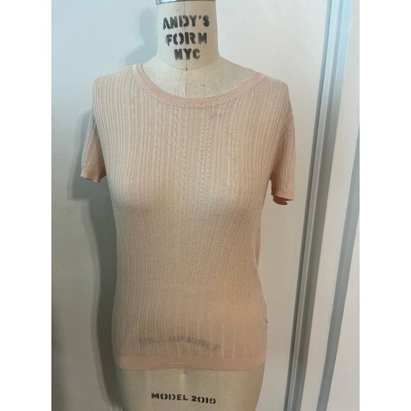 CHLOÉ Ultra Lightweight Cashmere Ribbed Sweater in Light Pink Size Small - Picture 1 of 9